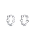 Pendientes de aro S925 de plata de ley con eslabones y diamantes sobre fondo blanco - Pendiente de Aro de Cadena Hueca Plateada (EH171) / Plata 925