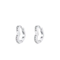 Elegant S925 sterling silver heart hoop earrings with micro-pave cubic zirconia stones - Silver (EH183) / 925 Silver