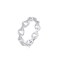 Anello a catena in argento 925 con pavé di diamanti visto da un'angolazione di 45 gradi - Taglia US 5 / Argento (JZ1847)