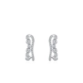 S925 Sterling Silber Wellen-Ohrringe mit glitzernden Zirkonia im Verlaufs-Bubble-Design - 925er Silber / Silber (EH196)
