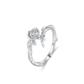 Anello rosa in argento sterling S925 con zircone lucido e fascia con trama a vite di spine - Taglia US 5 / Argento