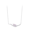 S925 silver wheat ear necklace with pink zircon leaf pendant on white background - Pink Leaf Pendant Style (TL222) / 925 Silver