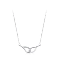 S925 Sterling Silber Halskette mit Engelsflügeln, Mobius-Schleife und Mikro-Zirkonia - Engelsflügel-Stil (TL190) / 925er Silber
