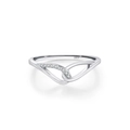 Elegant 925 sterling silver angel wing ring with sparkling diamonds in a Mobius design - US Size 5 / Silver (JZ1844)