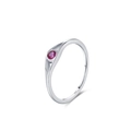 S925 sterling silver ring with a polished magenta round gemstone in a bezel setting - US 5 / Silver Red Zircon