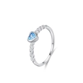 S925 sterling silver heart ring with sky blue gemstone and braided texture band - US 5 / Silver Braided Band Sky Blue Heart Zirconia Style (JZ1896)