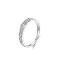 S925 sterling silver ring with heart-shaped pink zircon and honeycomb hollow pattern - US 5 / Champagne Heart (JZ1869)