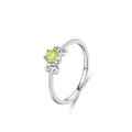 S925 Sterling silver ring featuring a round apple green gemstone and vintage scrollwork - US 5 / Apple Green Solitaire Style (JZ1902)