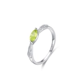 S925 Sterling Silber Ring mit marquiseförmigem apfelgrünem Stein und Blattdesign - US 5 / Silber Apfelgrüner Zirkonia Stil (JZ1900)