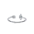 Sparkling S925 sterling silver open ring with pear and marquise-cut zircon stones - US 5 / Pear And Marquise Cut (JZ1986) / Silver