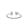 S925 Sterling Silver open ring featuring heart and pear-shaped cubic zirconia stones - US 5 / Pear And Heart Cut (JZ1987) / Silver