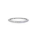 Anello minimalista in argento sterling S925 con bordo milgrain e tre zirconi rotondi - US 5 / Stile Perlato a Zirconia (JZ1974)
