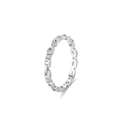 S925 sterling silver chain ring with sparkling zircons and hollow minimalist design - Thin Chain with Inlaid Stone (Silver JZ1983)