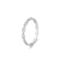 Minimalist S925 sterling silver hollow chain link ring with polished finish on white base - Paperclip Link Style (Silver JZ1981)