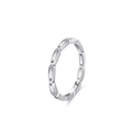 Minimalist S925 sterling silver chain link ring with a polished hollow oval design - Oval Link Style (Silver JZ1982)