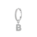 Elegante S925 sterling zilveren oorbel met een sprankelende zirkoon letter B hanger - Letter B Stijl (EH89B)