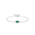 Vintage S925 sterling silver bracelet featuring an oval green gemstone with side stones - 925 Silver / Green