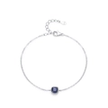 S925 sterling silver chain bracelet featuring a square blue sapphire pendant for women - 925 Silver / Blue