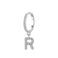 S925 sterling zilveren oorring met met zirkonia geplaveide letter R hanger voor dames - Letter R Stijl (EH105R)