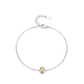 Exquisite S925 sterling silver chain bracelet with oval amber yellow zircon stone - 925 Silver / Yellow