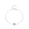 S925 sterling silver bracelet featuring a square blue zircon pendant in a halo design - 925 Silver / Silver Square Pendant (SL2043)