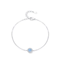 S925 sterling silver heart of the ocean bracelet with blue stone and white zircons - 925 Silver / Silver Rounded Square Pendant (SL2042)