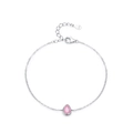 Elegant S925 silver bracelet featuring a teardrop pink zircon stone on a white background - 925 Silver / Pink