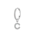 S925 sterling silver hoop earring with crystal pavé letter C charm drop for women - Letter C Style (EH90C)