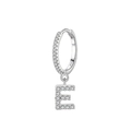 S925 sterling silver hoop earring with sparkling diamond-encrusted letter E pendant - Letter E Style (EH92E)