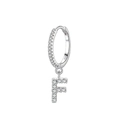 S925 sterling silver hoop earring with letter F pendant and sparkling zircon accents - Letter F Style (EH93F)