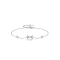 Κομψό βραχιόλι φιόγκος από ασήμι S925 με ζιργκόν σε καθαρό λευκό φόντο - Στυλ Κόμπος Πεταλούδα Pave Ασημί / Ασήμι 925