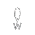 S925 sterling silver earring with sparkling paved zircon letter W charm in silver tone - Letter W Style (EH110W)