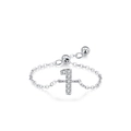 Adjustable S925 sterling silver chain ring with cubic zirconia number one charm - Number 1