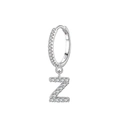 S925 sterling silver hoop earring with sparkling Z-letter pendant and pavé zircons - Letter Z Style (EH113Z)