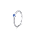Anello minimalista in argento sterling S925 con gemma blu e texture a perline - US 5 / Blu