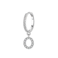 S925 sterling silver hoop earring with crystal pave letter O pendant charm - Letter O Style (EH102O)