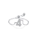 Anello a catena regolabile in argento S925 con ciondolo numero 4 in zircone - Numero 4