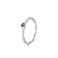 Elegante anello in argento sterling S925 con gemma verde tonda e fascia con perline - US 5 / Verde