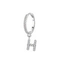 S925 sterling silver letter H hoop earring with sparkling micro-pave zirconia stones - Letter H Style (EH95H)