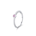 Anello in argento sterling S925 con zircone rosa e trama a perline in vista a 45 gradi - US 5 / Rosa