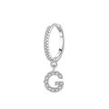 S925 sterling silver hoop earring with crystal pavé letter G pendant for women - Letter G Style (EH94G)