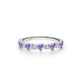 Eleganter S925 Sterlingsilber Ring mit lila herzförmigen Zirkonia auf weißem Grund - US 5 / Lila