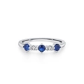 Elegante anello in argento S925 con pietre di zirconi blu e bianchi vintage - US 5 / Blu (JZ1971B)