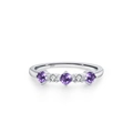 Anello in argento sterling S925 con tre zirconi viola e piccoli diamanti scintillanti - US 5 / Viola (JZ1971V)