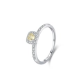 Anello elegante in argento S925 con zircone giallo quadrato e pavé di diamanti - US 5 / Stile Pavé con Pietra Gialla (Argento JZ2029)