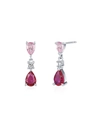 S925 sterling zilveren hangende oorbellen met roze en rode peervormige zirkonia - 925 zilver / Roze Rood Contrast Waterdruppel Oorbellen (ED3438)