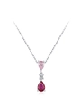 S925 sterling zilveren ketting met roze en rode peervormige zirkonia edelstenen - 925 zilver / Roze Rood Contrast Waterdruppel Ketting (TL223P)