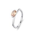 Anello geometrico in argento S925 con una gemma ovale color champagne in stile minimalista - US 5 / Stile Semplice con Pietra Champagne Ovale (Argento JZ2073)