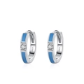 Orecchini a cerchio in argento S925 con smalto blu e zircone cubico brillante - Argento 925 / Blu