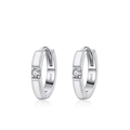 Eleganti orecchini a cerchio in argento S925 con scintillanti zirconi tondi da donna - Argento 925 / Bianco